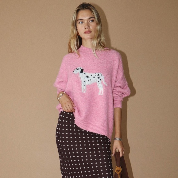Pink Sweater with Dalmatian Design - Picture 2 of 5